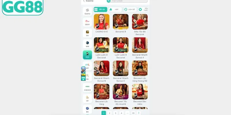 Top 4 tựa game casino GG88 ăn khách nhất